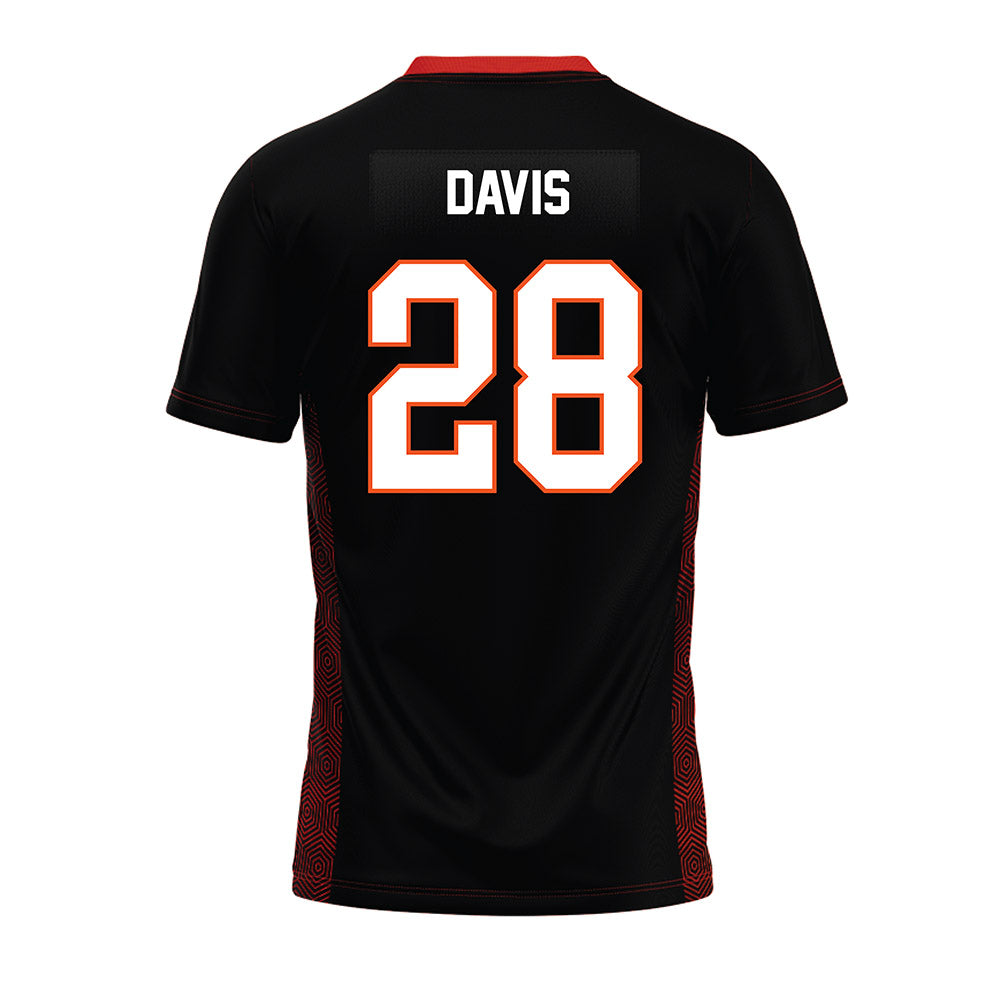 Oklahoma State - NCAA Football : Marrel Davis - Black Premium Football Jersey-1