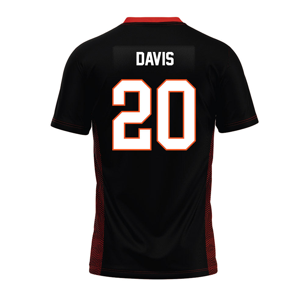 Oklahoma State - NCAA Football : Taurean Davis - Black Premium Football Jersey-1