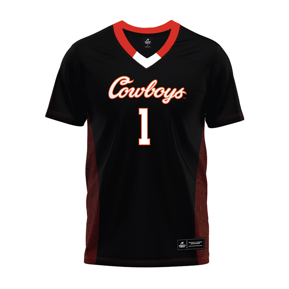 Oklahoma State - NCAA Football : Miles Coleman - Black Premium Football Jersey-0