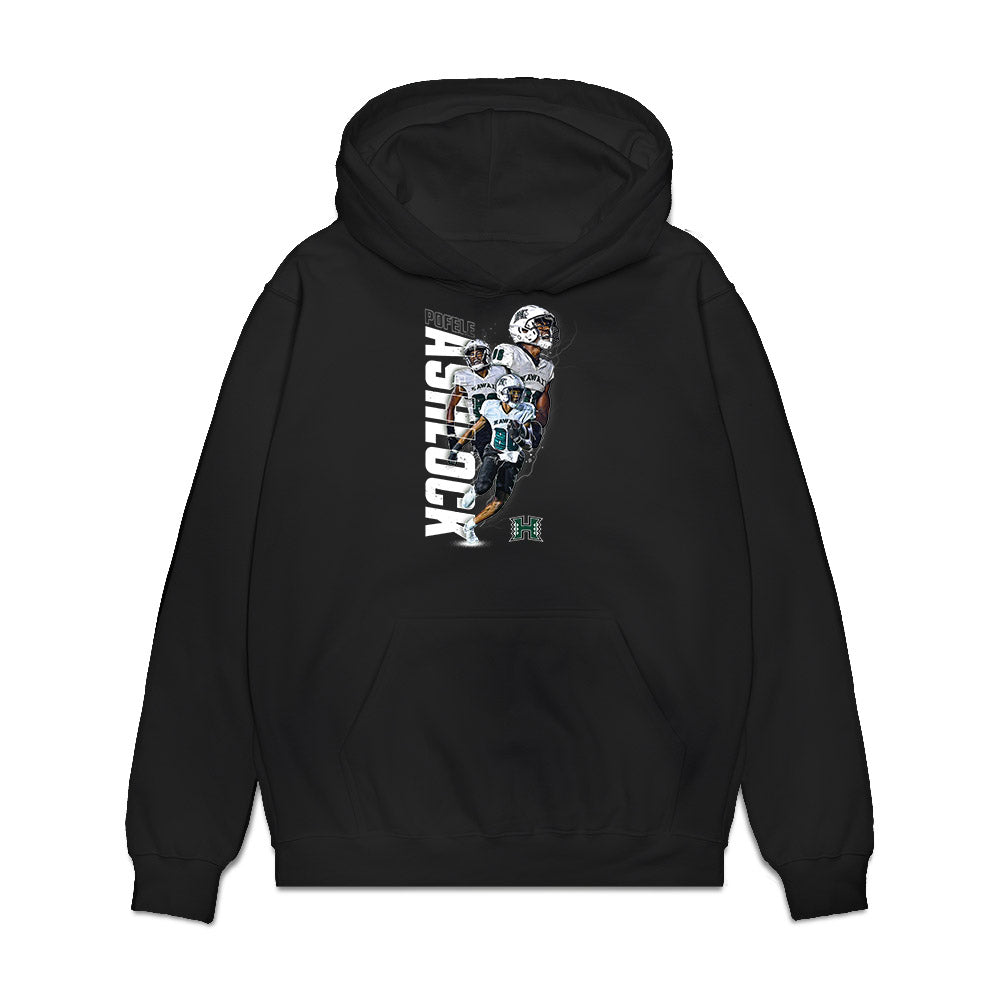 Hawaii - NCAA Football : Pofele Ashlock - Collage Premium Hooded Sweatshirt-0