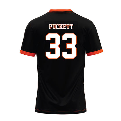 Oklahoma State - NCAA Football : Jack Puckett - Black Premium Football Jersey-1