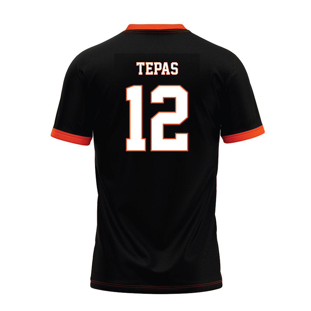 Oklahoma State - NCAA Football : Luke Tepas - Black Premium Football Jersey-1