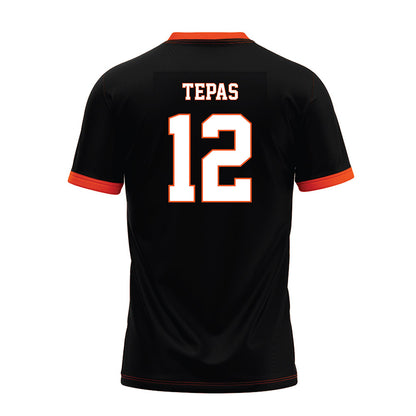 Oklahoma State - NCAA Football : Luke Tepas - Black Premium Football Jersey-1