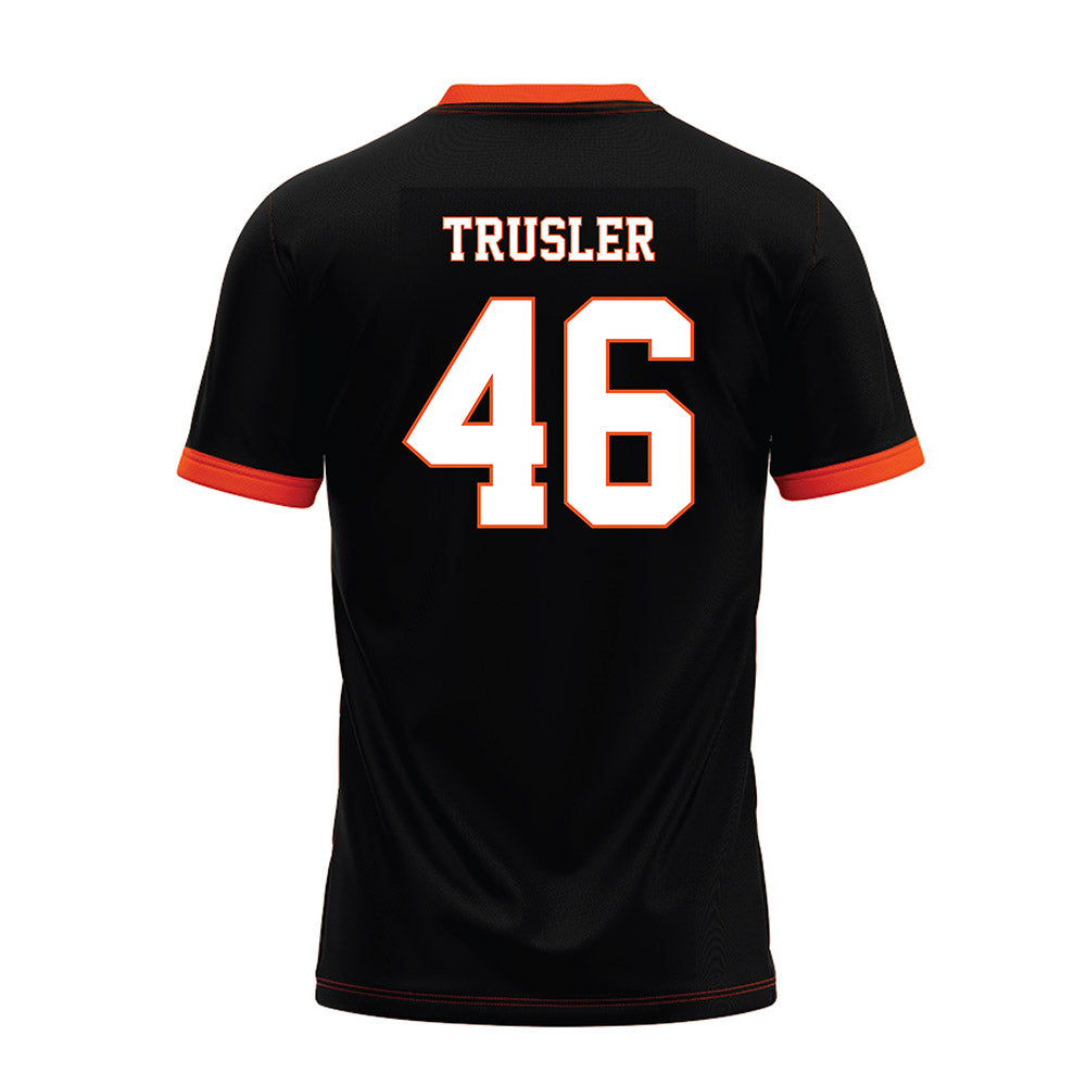 Oklahoma State - NCAA Football : Hunter Trusler - Black Premium Football Jersey-1
