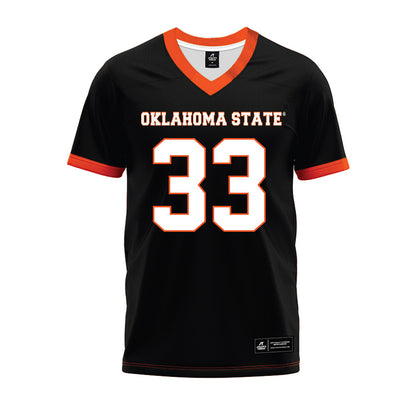Oklahoma State - NCAA Football : Jack Puckett - Black Premium Football Jersey-0