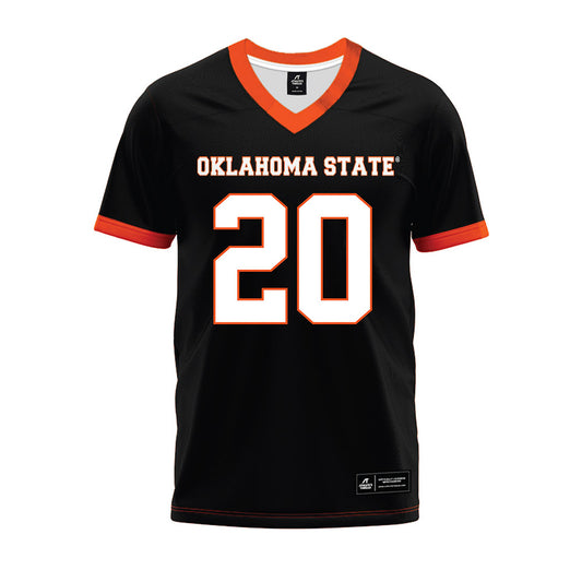 Oklahoma State - NCAA Football : Kaydin Jones - Black Premium Football Jersey-0