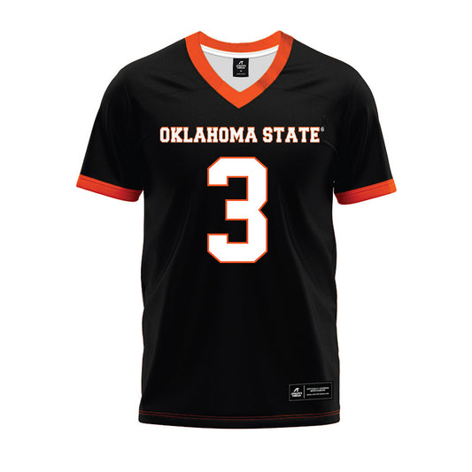 Oklahoma State - NCAA Football : Tate Romney - Black Premium Football Jersey-0