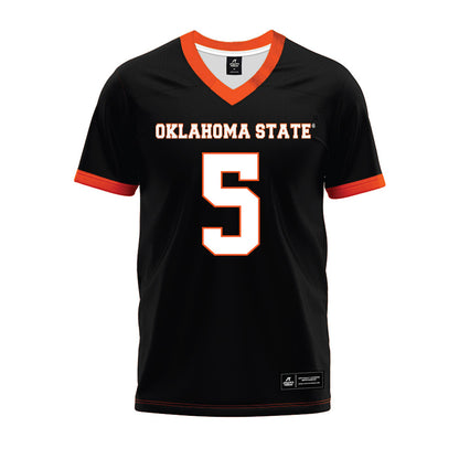 Oklahoma State - NCAA Football : Saadiq Clements - Black Premium Football Jersey-0
