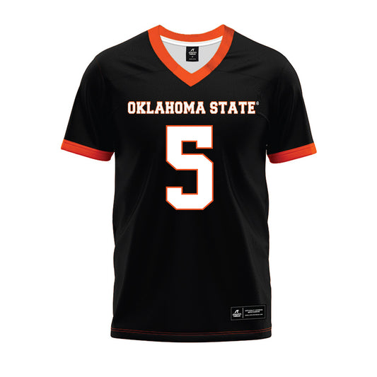 Oklahoma State - NCAA Football : Saadiq Clements - Black Premium Football Jersey-0