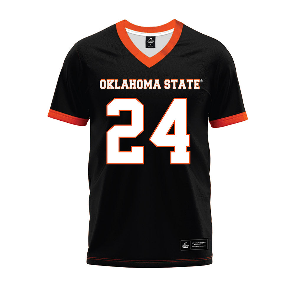 Oklahoma State - NCAA Football : Caleb Hawkins - Black Premium Football Jersey-0
