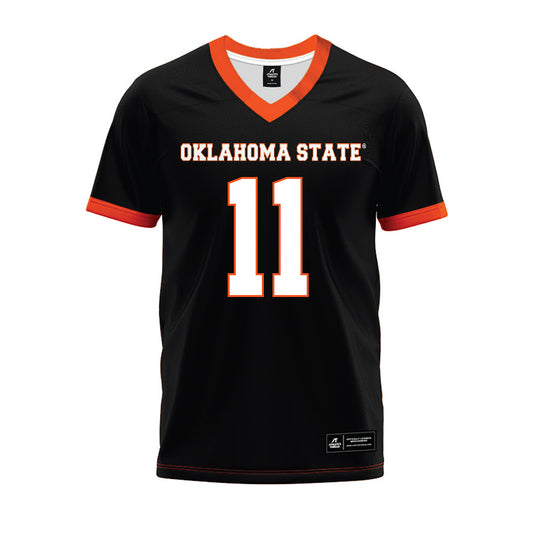 Oklahoma State - NCAA Football : Keviyan Huddleston - Black Premium Football Jersey-0