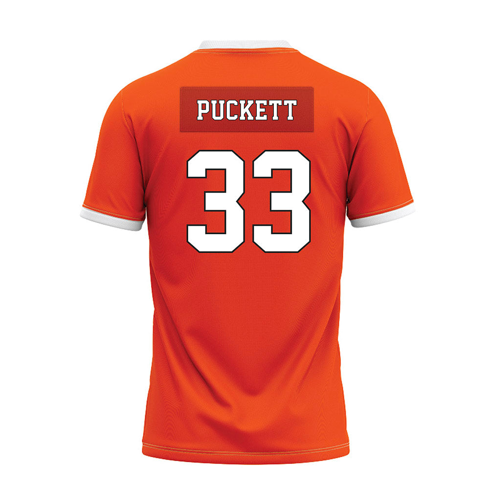 Oklahoma State - NCAA Football : Jack Puckett - Orange Premium Football Jersey-1