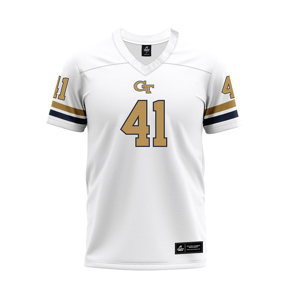 Georgia Tech - NCAA Football : Landon Shaffer - White Premium Football Jersey-0