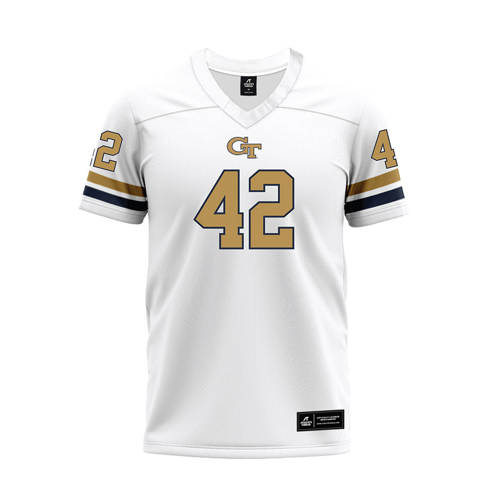 Georgia Tech - NCAA Football : Luke Laughter - White Premium Football Jersey-0