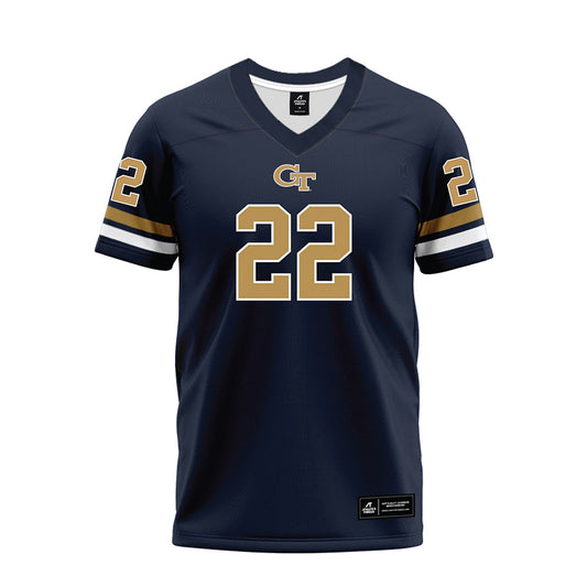 Georgia Tech - NCAA Football : Justice Haynes - Blue Premium Football Jersey-0