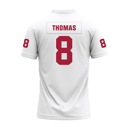 Oklahoma - NCAA Football : Bishop Thomas - White Premium Football Jersey-1