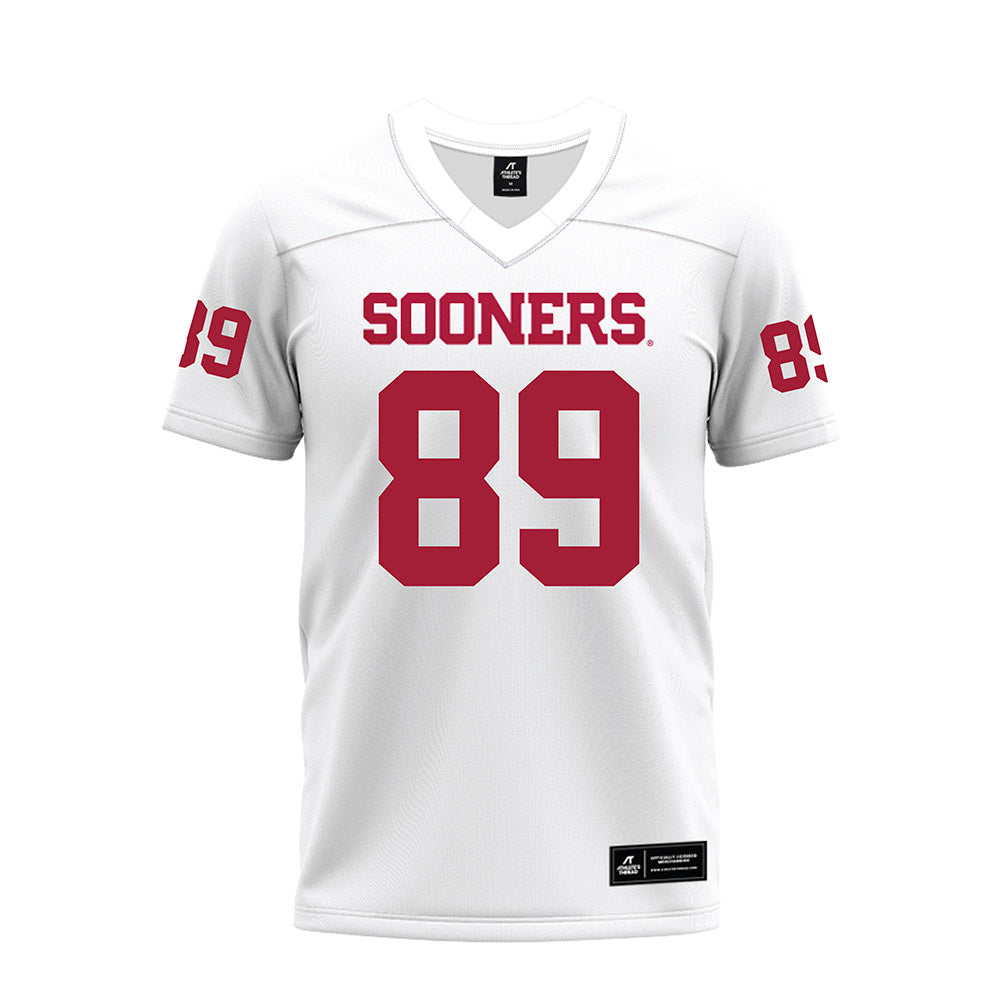Oklahoma - NCAA Football : Hayden Hansen - White Premium Football Jersey-0