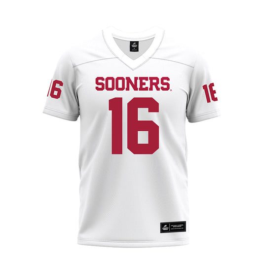 Oklahoma - NCAA Football : Whitt Newbauer - White Premium Football Jersey-0