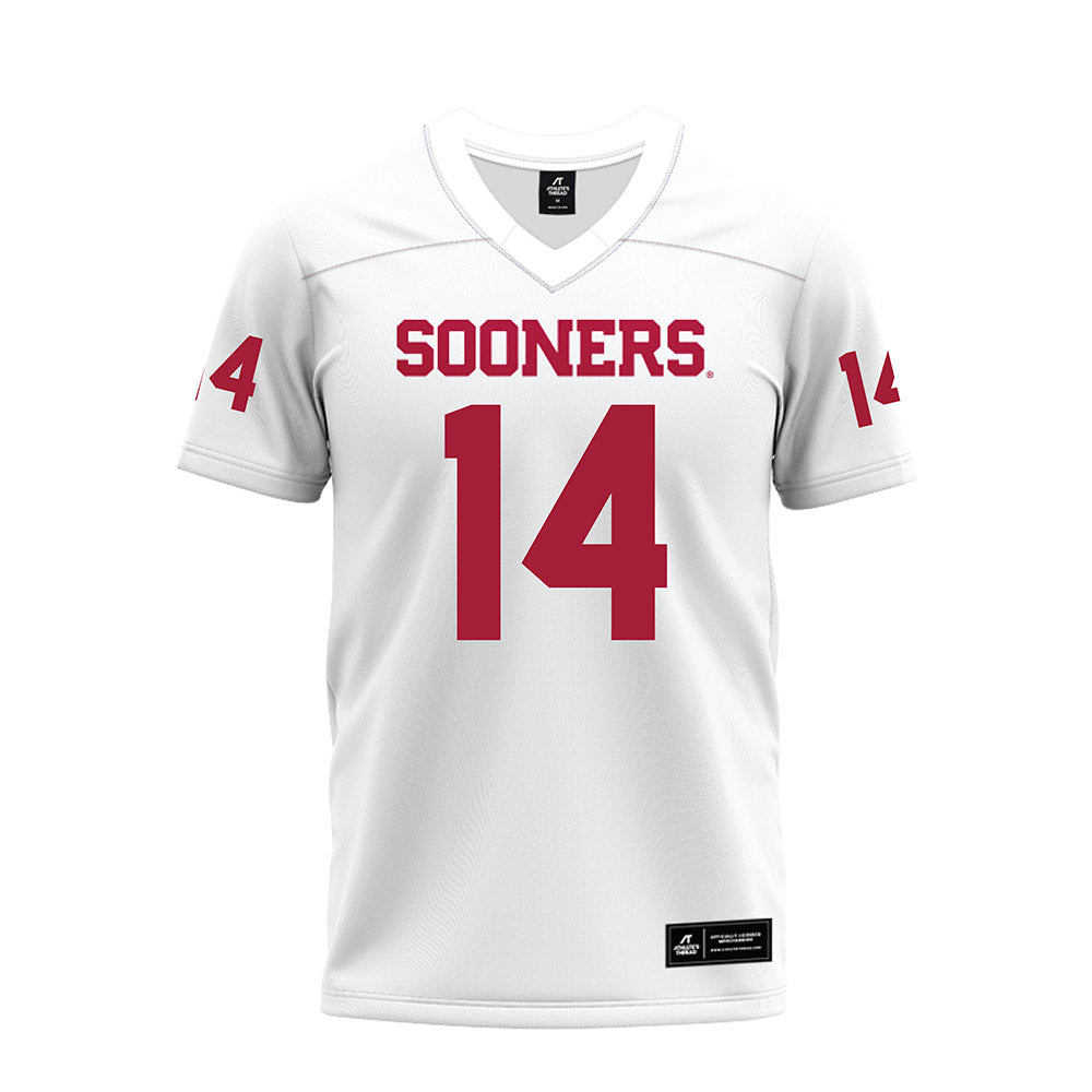 Oklahoma - NCAA Football : Trystan Haynes - White Premium Football Jersey-0
