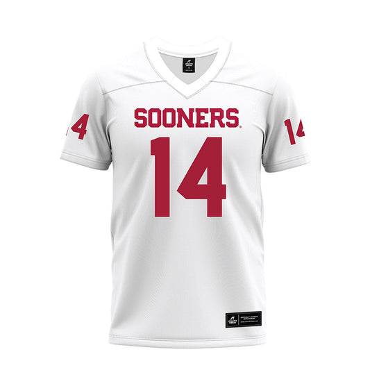 Oklahoma - NCAA Football : Trystan Haynes - White Premium Football Jersey-0