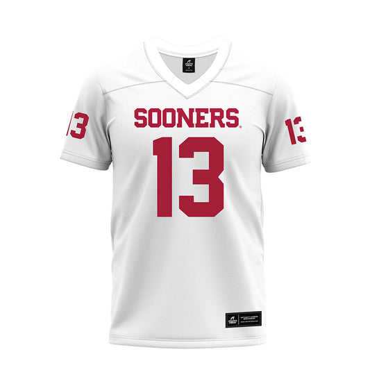 Oklahoma - NCAA Football : Reggie Powers III - White Premium Football Jersey-0