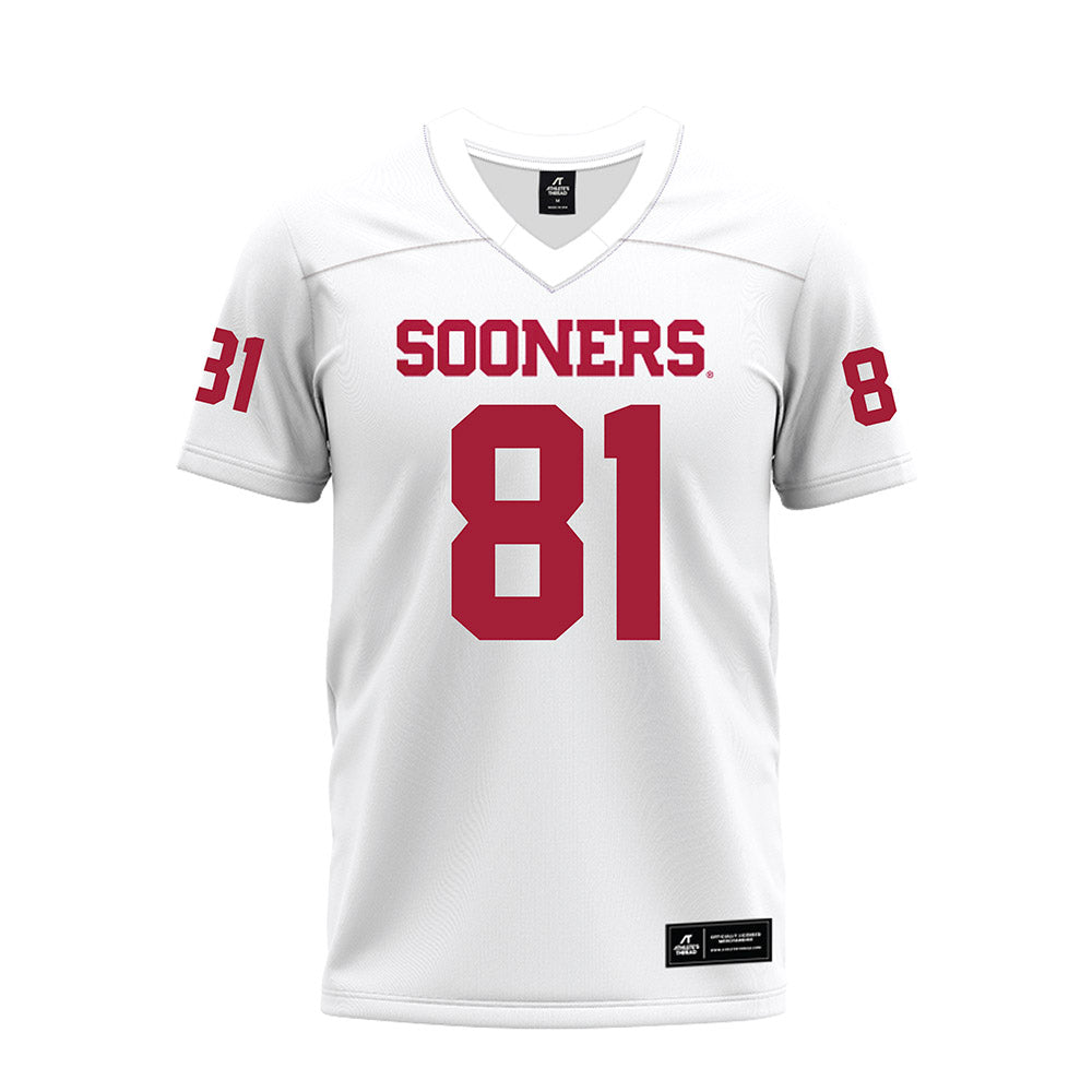 Oklahoma - NCAA Football : Rocky Beers - White Premium Football Jersey-0