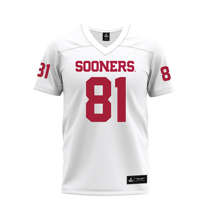 Oklahoma - NCAA Football : Rocky Beers - White Premium Football Jersey-0