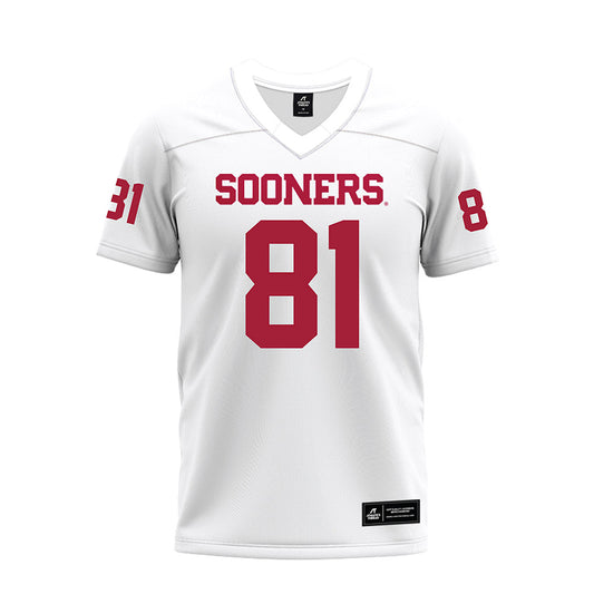 Oklahoma - NCAA Football : Rocky Beers - White Premium Football Jersey-0