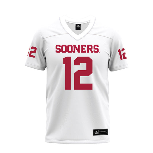 Oklahoma - NCAA Football : Derrick Johnson II - White Premium Football Jersey-0