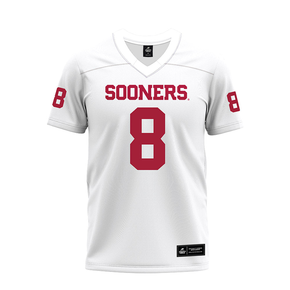 Oklahoma - NCAA Football : Bishop Thomas - White Premium Football Jersey-0