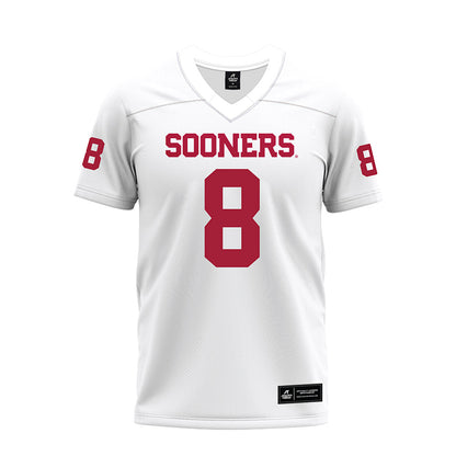 Oklahoma - NCAA Football : Bishop Thomas - White Premium Football Jersey-0