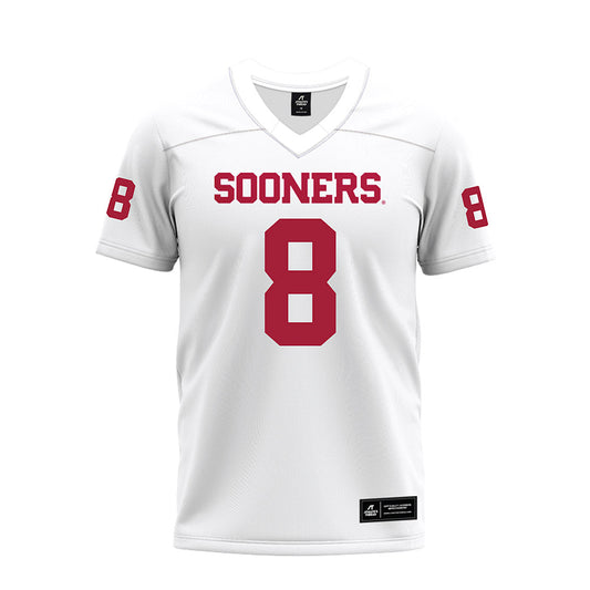 Oklahoma - NCAA Football : Bishop Thomas - White Premium Football Jersey-0