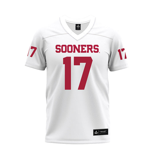 Oklahoma - NCAA Football : Mason Greiner - White Premium Football Jersey-0