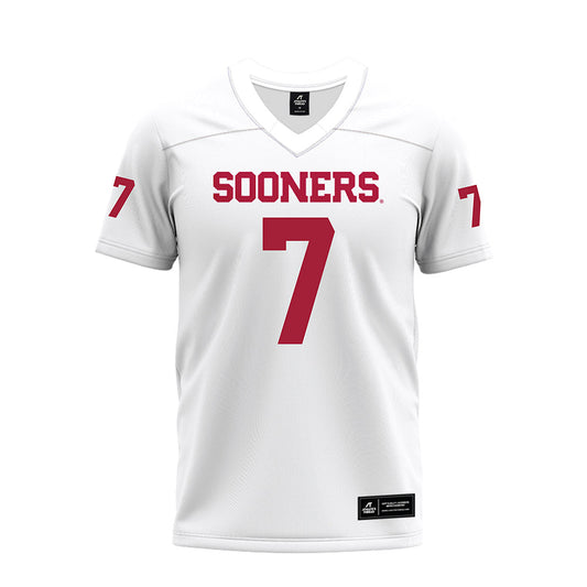 Oklahoma - NCAA Football : Zion Kearney - White Premium Football Jersey-0