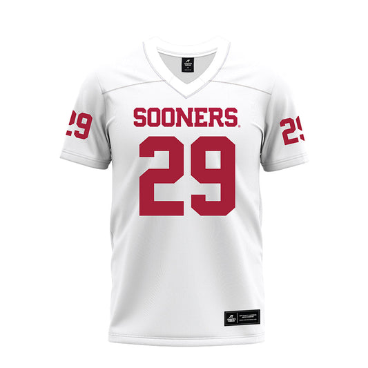 Oklahoma - NCAA Football : Tate Sandell - White Premium Football Jersey-0
