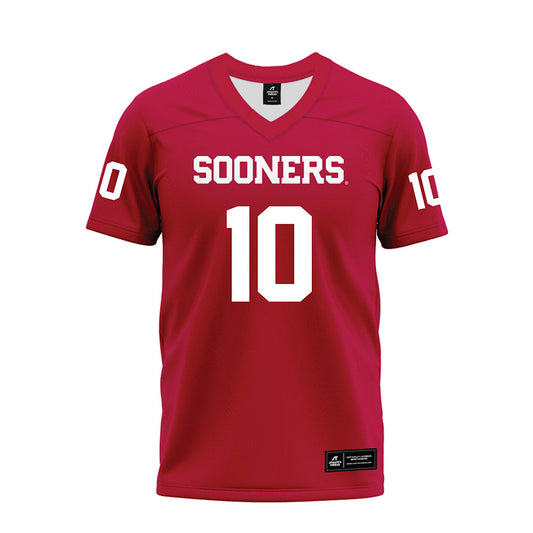 Oklahoma - NCAA Football : John Mateer - Red Premium Football Jersey-0