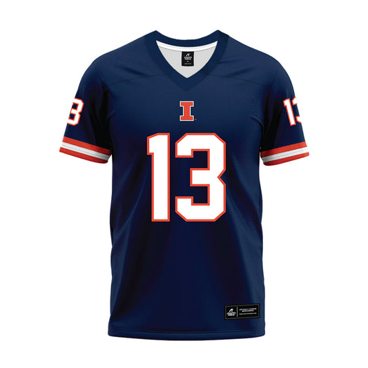 Illinois - NCAA Football : Xanai Scott - Blue Premium Football Jersey-0