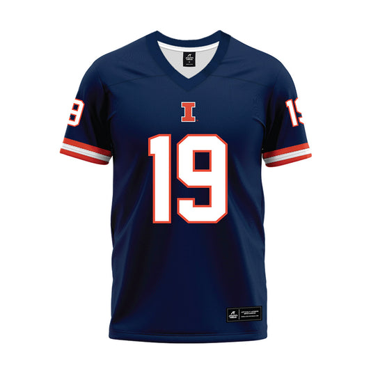 Illinois - NCAA Football : Bibby Eberhart - Blue Premium Football Jersey-0