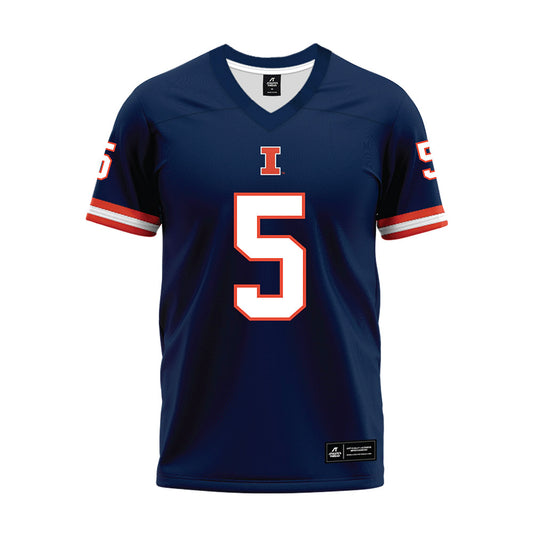 Illinois - NCAA Football : Jakwon Morris - Blue Premium Football Jersey-0