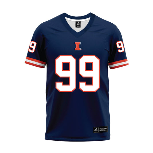 Illinois - NCAA Football : King Liggins - Blue Premium Football Jersey-0