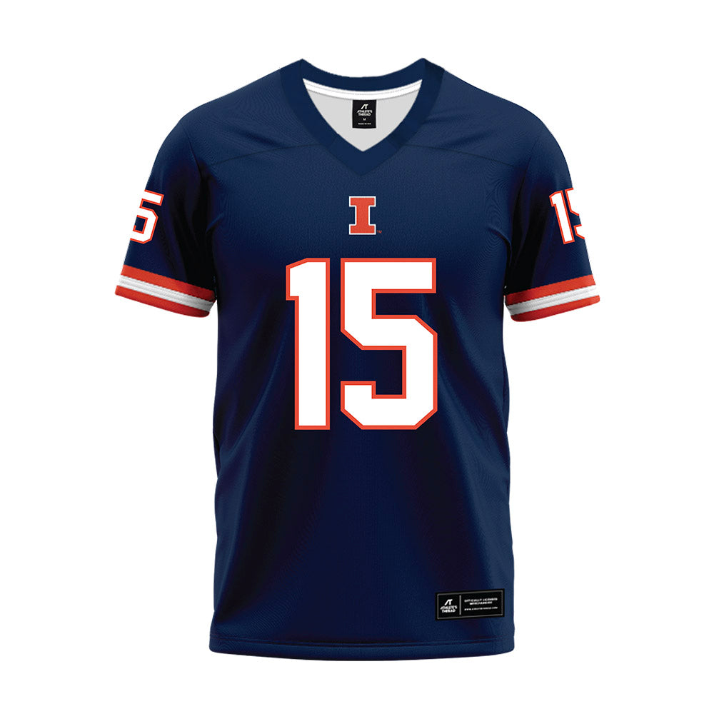 Illinois - NCAA Football : Kingston Shaw - Blue Premium Football Jersey-0