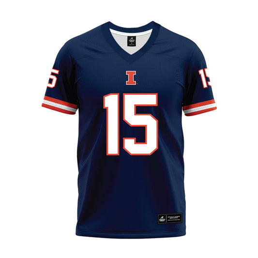 Illinois - NCAA Football : Kingston Shaw - Blue Premium Football Jersey-0