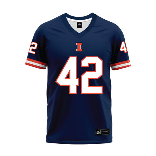 Illinois - NCAA Football : Luke Zardzin - Blue Premium Football Jersey