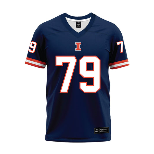 Illinois - NCAA Football : TJ Taylor - Blue Premium Football Jersey-0