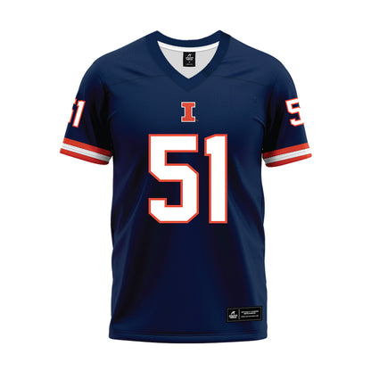 Illinois - NCAA Football : Parker Crim - Blue Premium Football Jersey-0