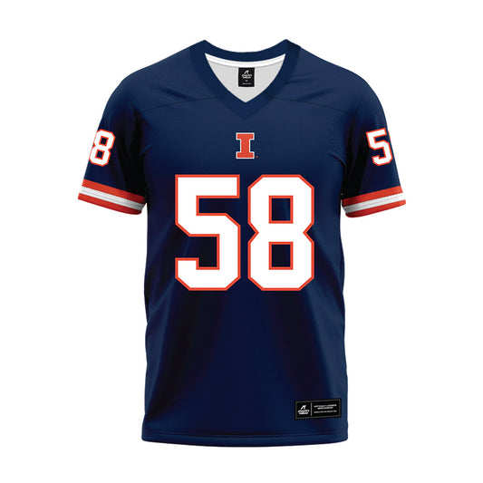 Illinois - NCAA Football : Landen Von Seggern - Blue Premium Football Jersey-0