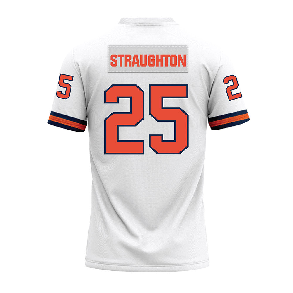 Illinois - NCAA Football : Des Straughton - White Premium Football Jersey-1