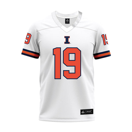 Illinois - NCAA Football : Bibby Eberhart - White Premium Football Jersey-0