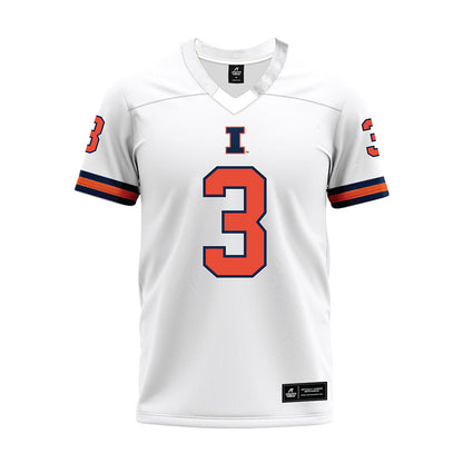 Illinois - NCAA Football : Nick Hankins Jr. - White Premium Football Jersey-0