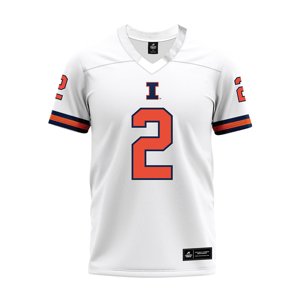 Illinois - NCAA Football : RJ Jones III - White Premium Football Jersey-0